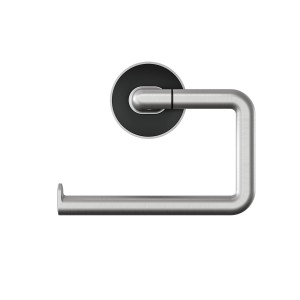 Tiger Cooper Toilettenpapierhalter aus Edelstahl und Schwarz, ohne Deckel.