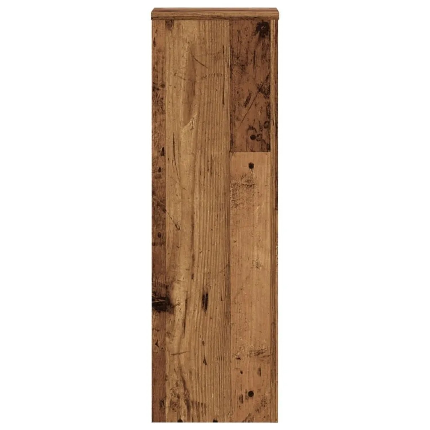 Hoher Pflanzenständer in Altholz-Optik, braun, rechteckig. Moderner Holzoptik-Blumenständer für Pflanztöpfe.