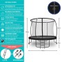Schwarzes Zero Gravity Gartentrampolin 305cm mit Sicherheitsnetz, Leiter und Bodenanker.