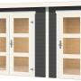Modernes, carbongraues Lasita Holz-Gartenhaus Zambezi XL mit Flachdach und zwei Glastüren.