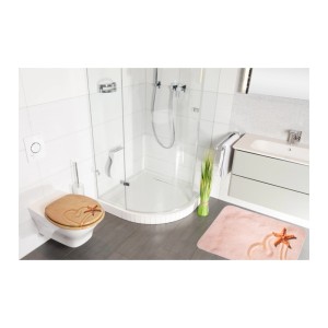 Sanilo WC-Sitz Sandy aus Holz mit Seestern-Motiv im Badezimmer.