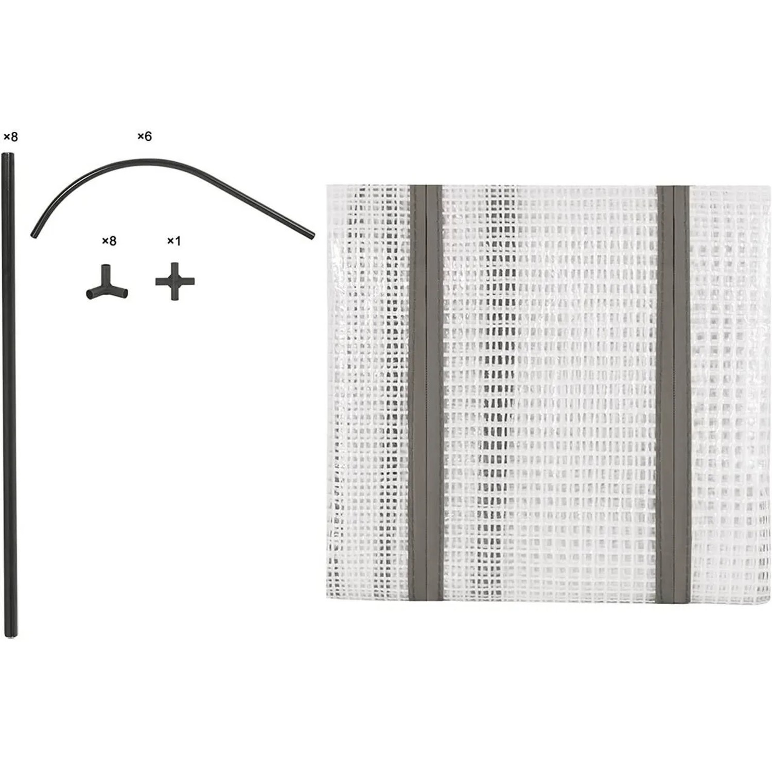 WOLTU Foliengewächshaus, halbtransparent, mit Zubehör. Weißes PE-Gitter und Stahlrohre.