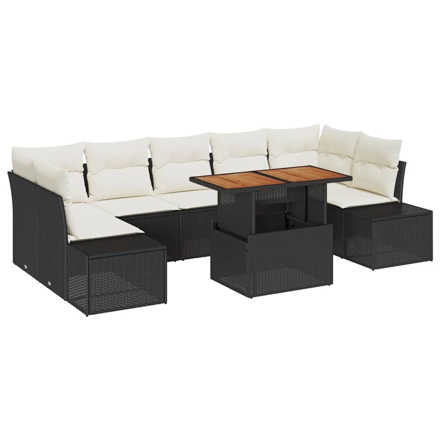 vidaXL 8-Teiliges Garten-Sofa-Set mit Kissen in Schwarz aus Poly Rattan 335 günstig online kaufen