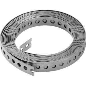 Edelstahl Lochband, 12mm breit, 1,5m lang, für Holzkonstruktionen und universelle Befestigungen.