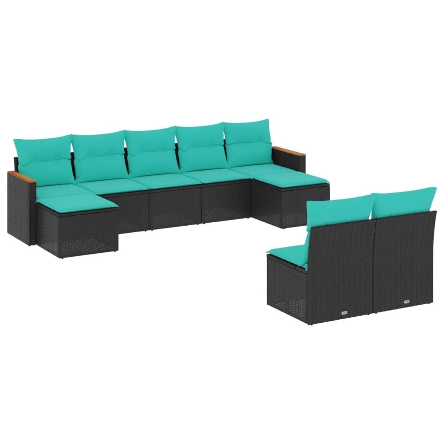 vidaXL 9-Tlg Gartensofa-Set mit Kissen Schwarz Polyrattan 3226372 günstig online kaufen
