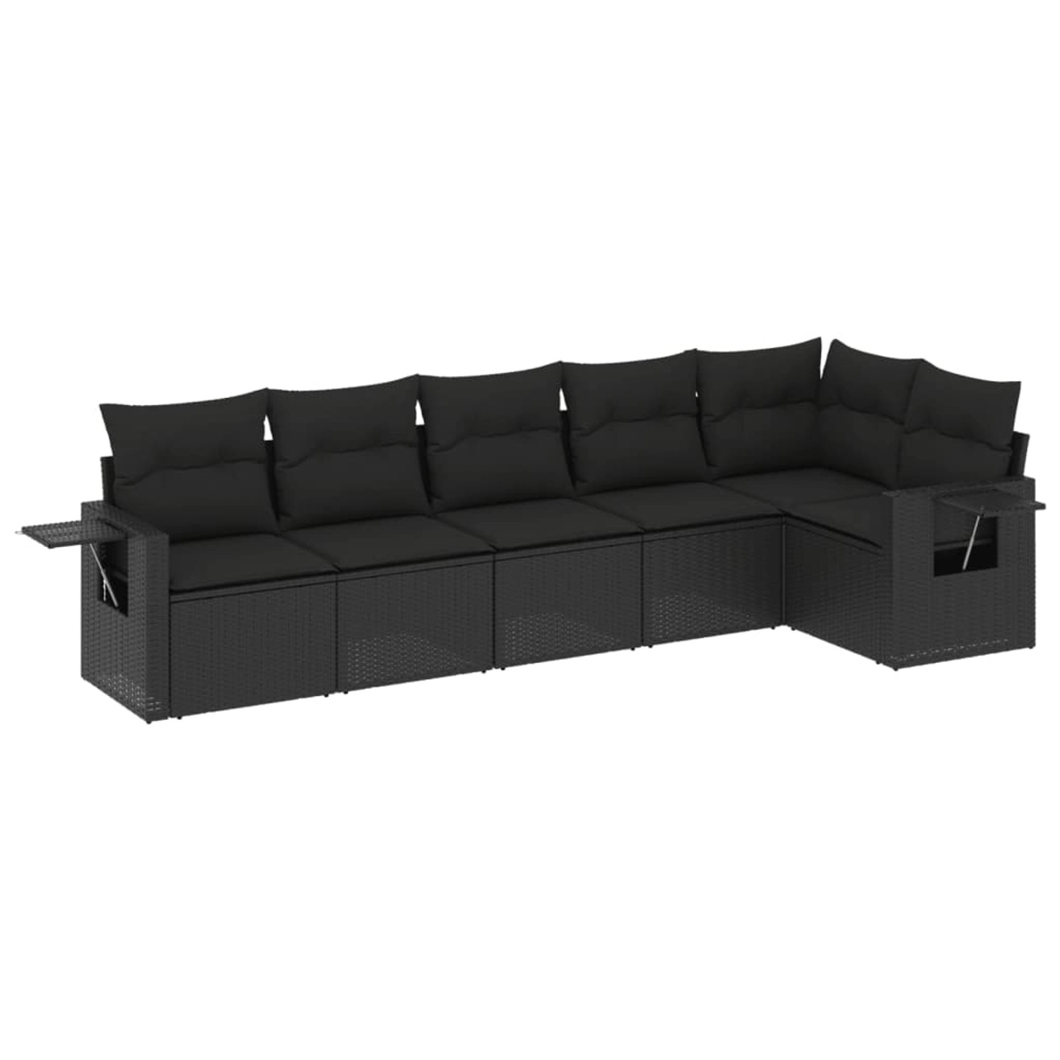 vidaXL 6-Tlg Garten-Sofagarnitur mit Kissen Schwarz Poly Rattan 3220184 günstig online kaufen