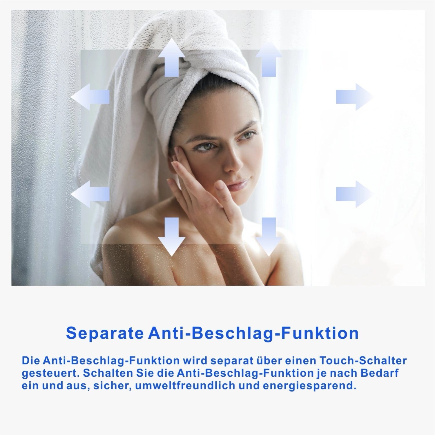 Aquabatos Rund Spiegel 80 cm LED Badspiegel mit 3-Fache Vergrößerung Badezimmerspiegel mit Beleuchtung Lichtspiegel Antibeschlag Aluminiumrahmen_5