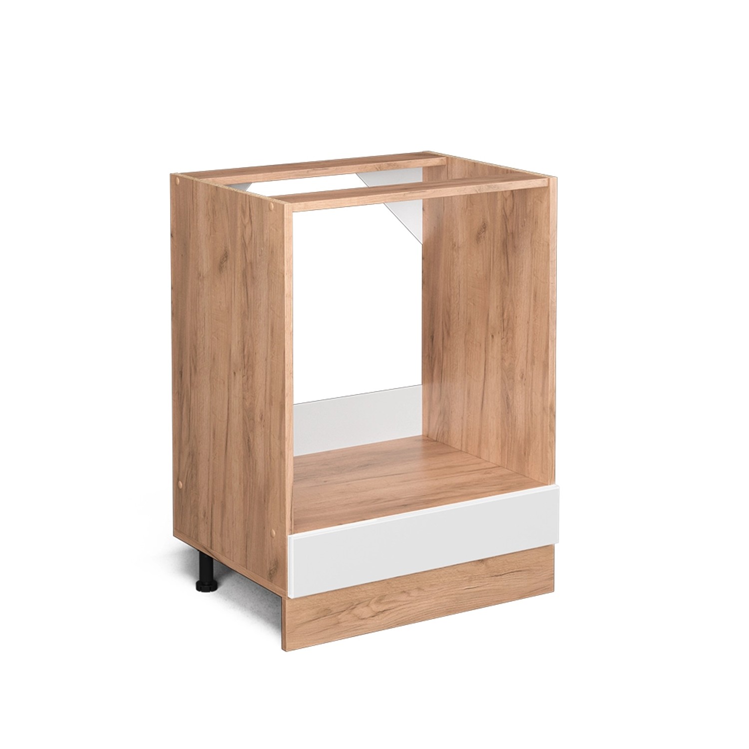 Vicco Herdumbauschrank R-Line Weiß Hochglanz/Goldkraft Eiche 60 cm ohne Arbeitsplatte