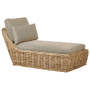 Beliani Gartenliege, naturfarbenes Rattan mit grauen Kissen (180x93x100 cm).