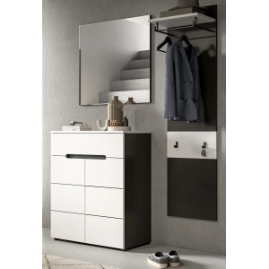 Inn.Furn Garderoben-Set 4-teilig in Weiß und Grau 220 cm Cooper