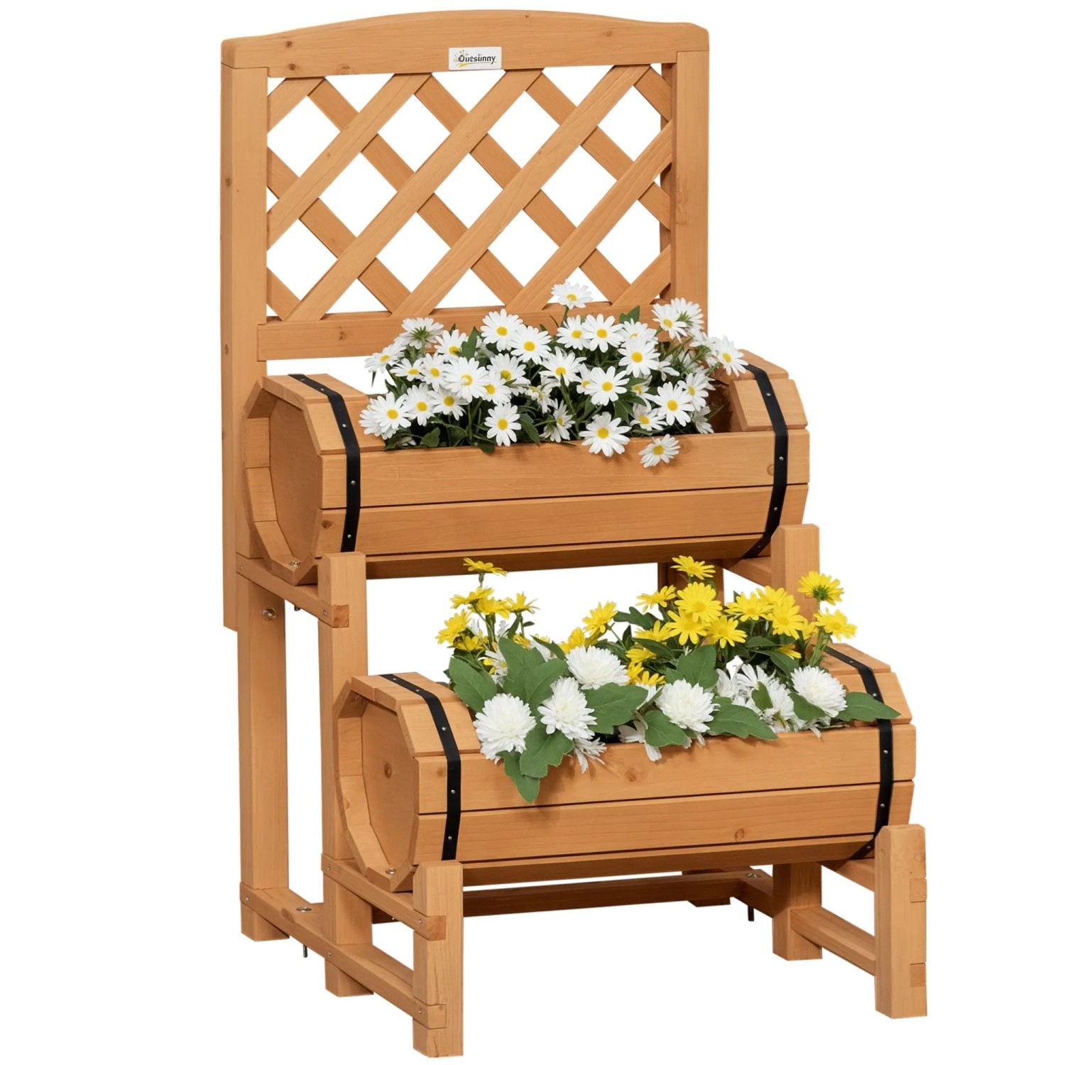 Outsunny Garten-Bett Blumenkasten Tannenholz Gelb 45L x 45B x 80H cm