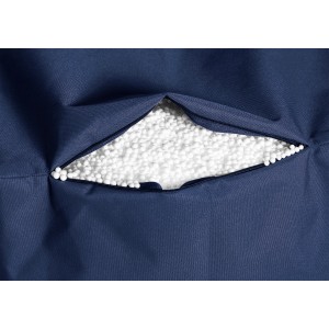 Detailaufnahme: Jeansblauer Sitting Point Sessel Swing mit EPS-Perlen Füllung.