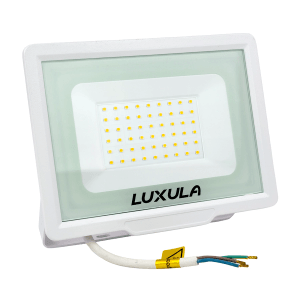LUXULA LED Strahler 50W 5000lm Fluter 3000K Warmweiß Flutlichtstrahler Slim Design Außenstrahler IP65 Wetterfest und Robuster Baustrahler Weiß