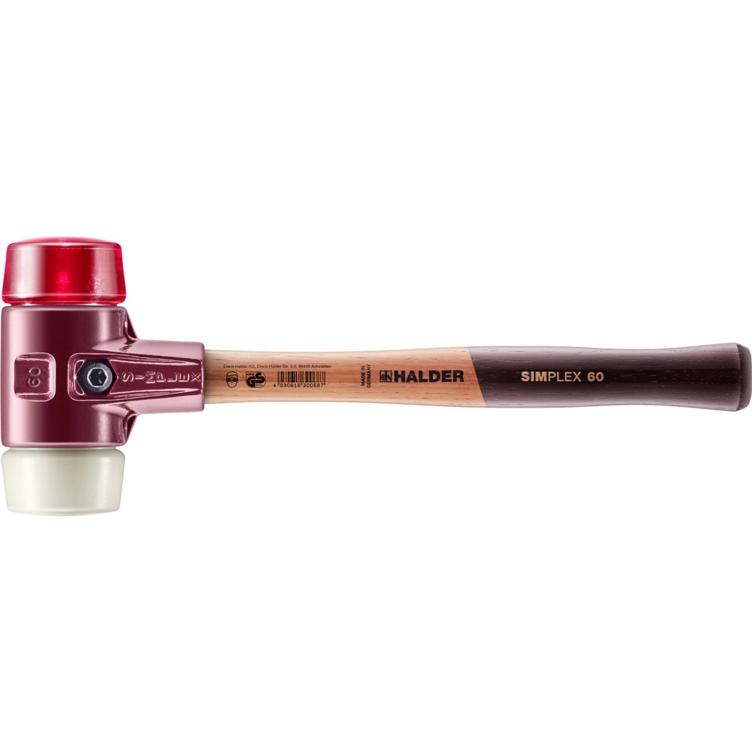Halder Simplex Schonhammer Ø 60 mm Plastik Rot   Nylon mit Tempergussgehäus günstig online kaufen