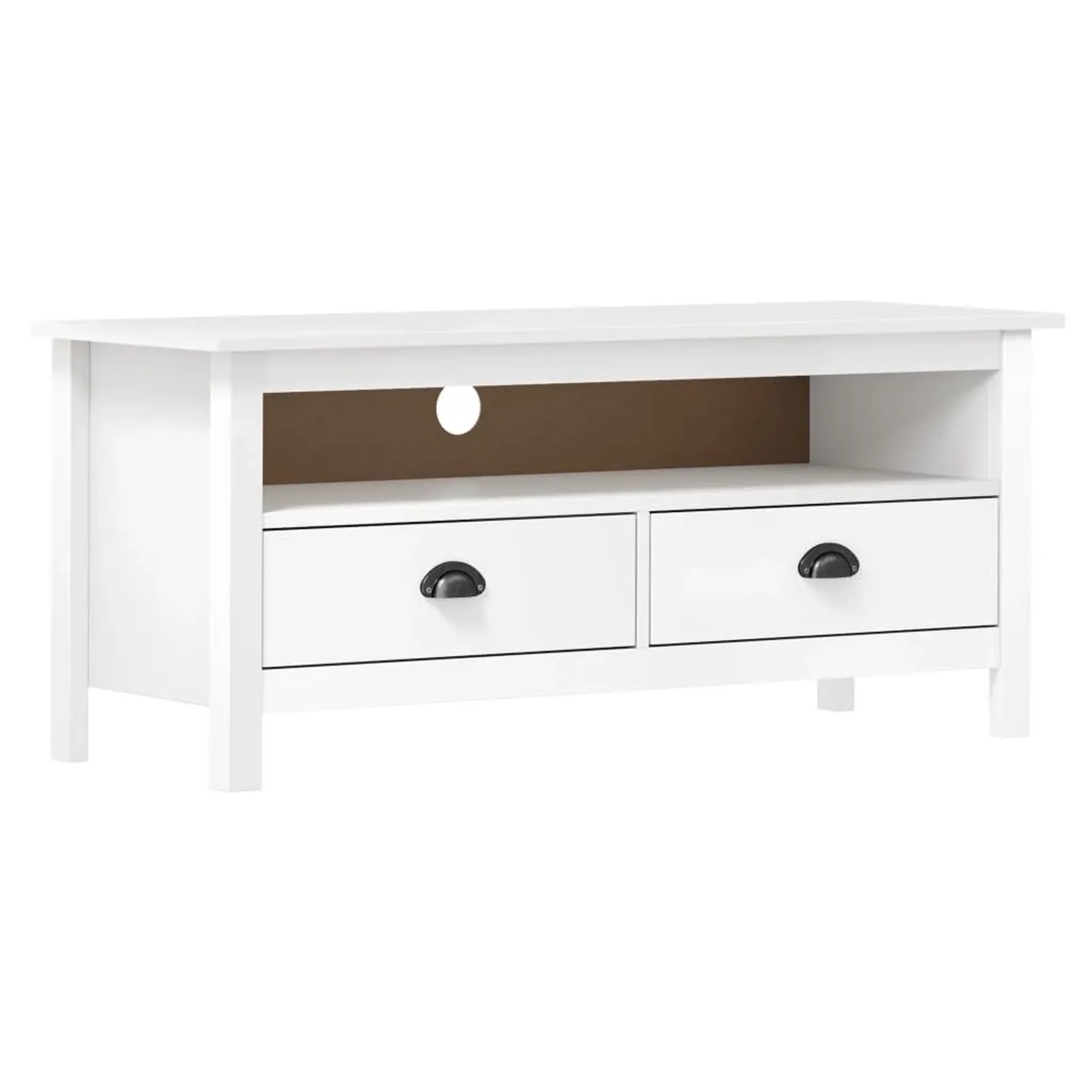 vidaXL TV-Schrank Hill Weiß 110x40x47 cm Massivholz Kiefer 288924