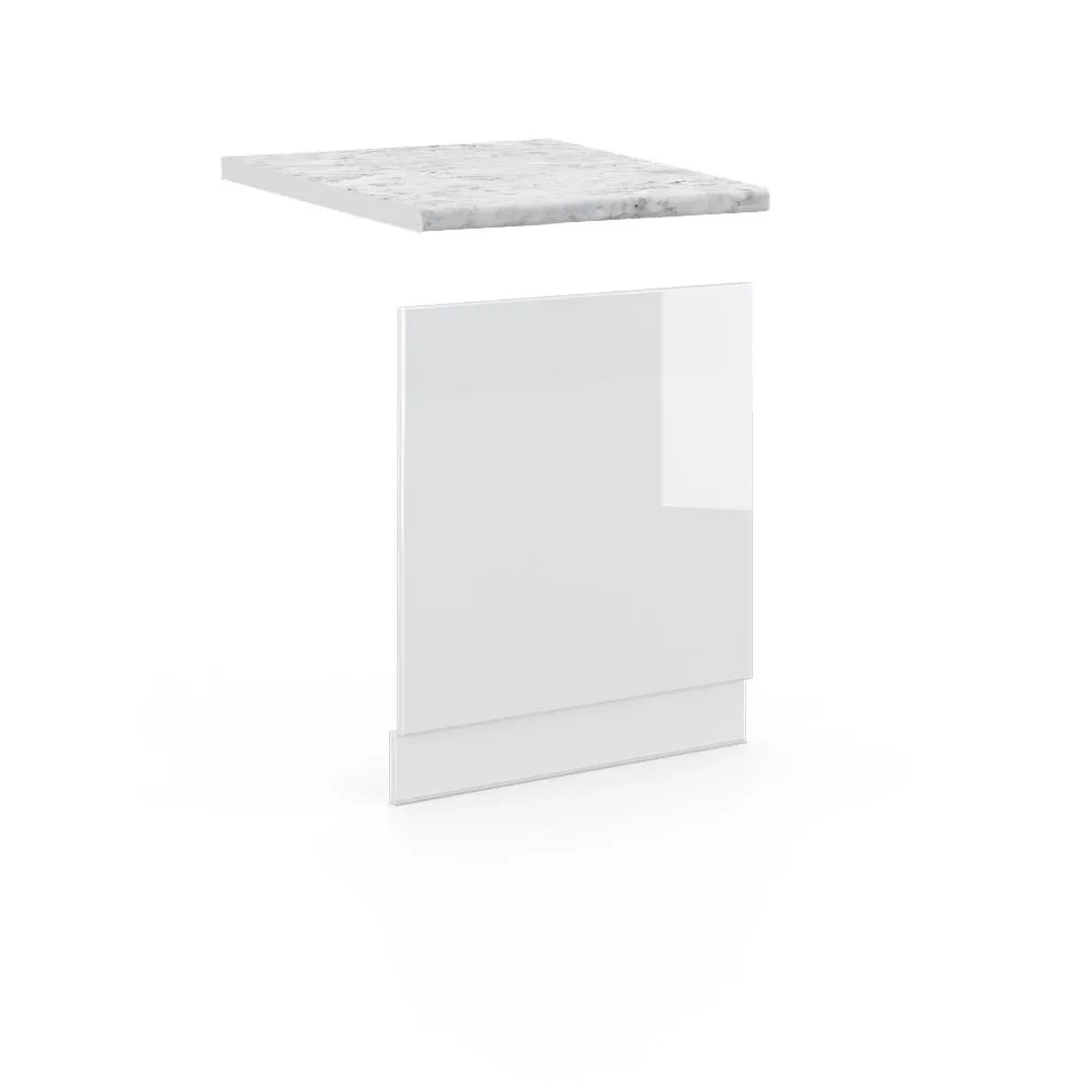 Vicco Frontblende Fame-Line Geschirrspüler Fronttür Weiß Hochglanz Weiß 60 cm AP Marmor