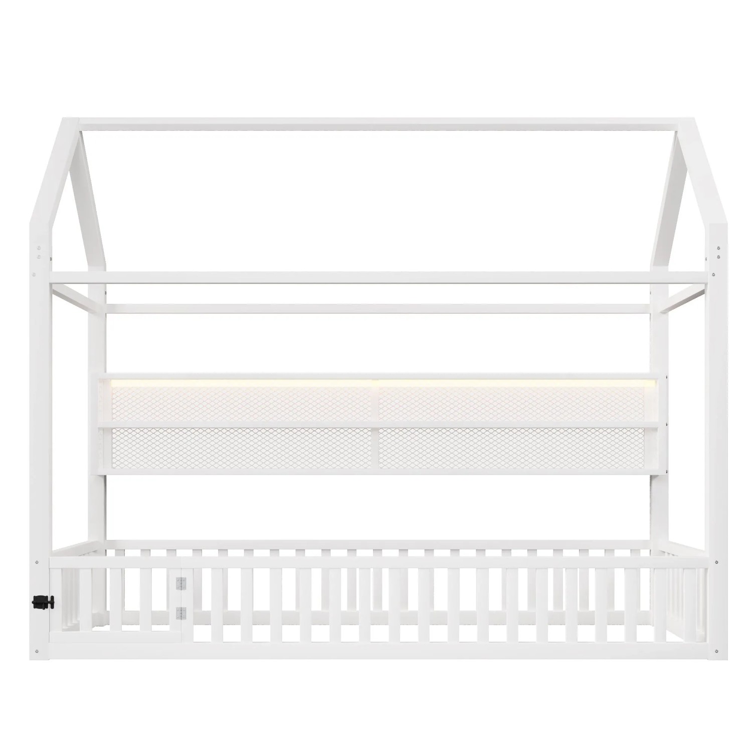 Merax Hausbett 90x200 cm mit Zaun LED Weiß