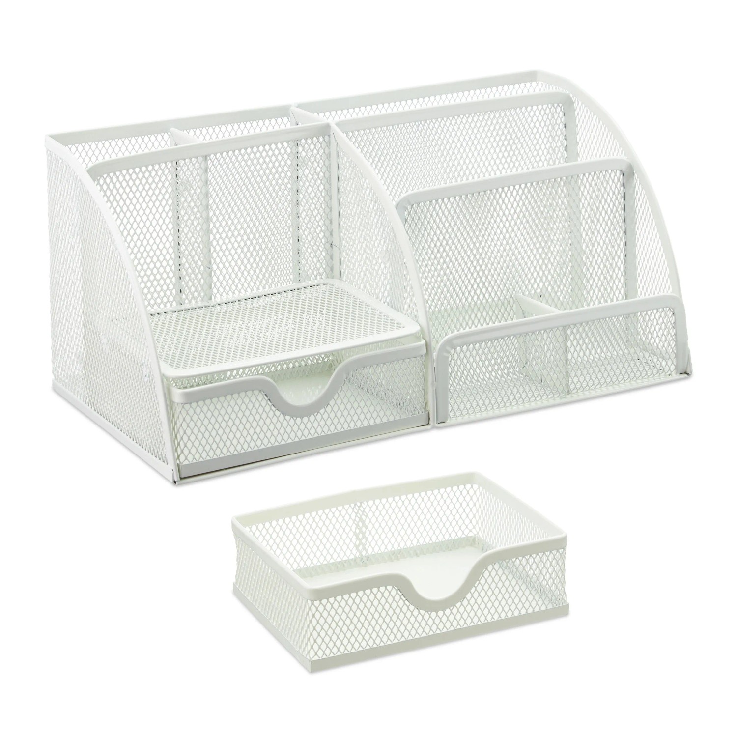 Relaxdays Schreibtisch Organizer Stahl Weiß Rutschfest 13 cm x 28 cm x 14 cm 0,83 kg