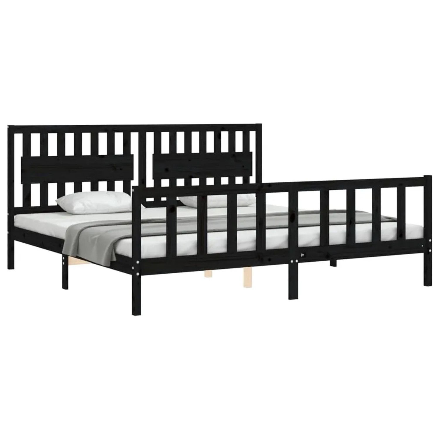 vidaXL Massivholzbett mit Kopfteil Schwarz 200x200 cm 3192450 günstig online kaufen