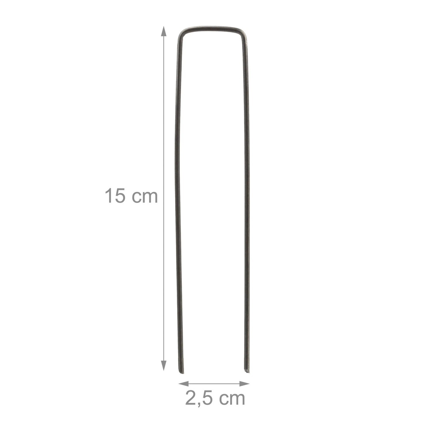 Erdanker U-Form, 15cm, anthrazit, Stahl, 250er Set für Camping & Garten.