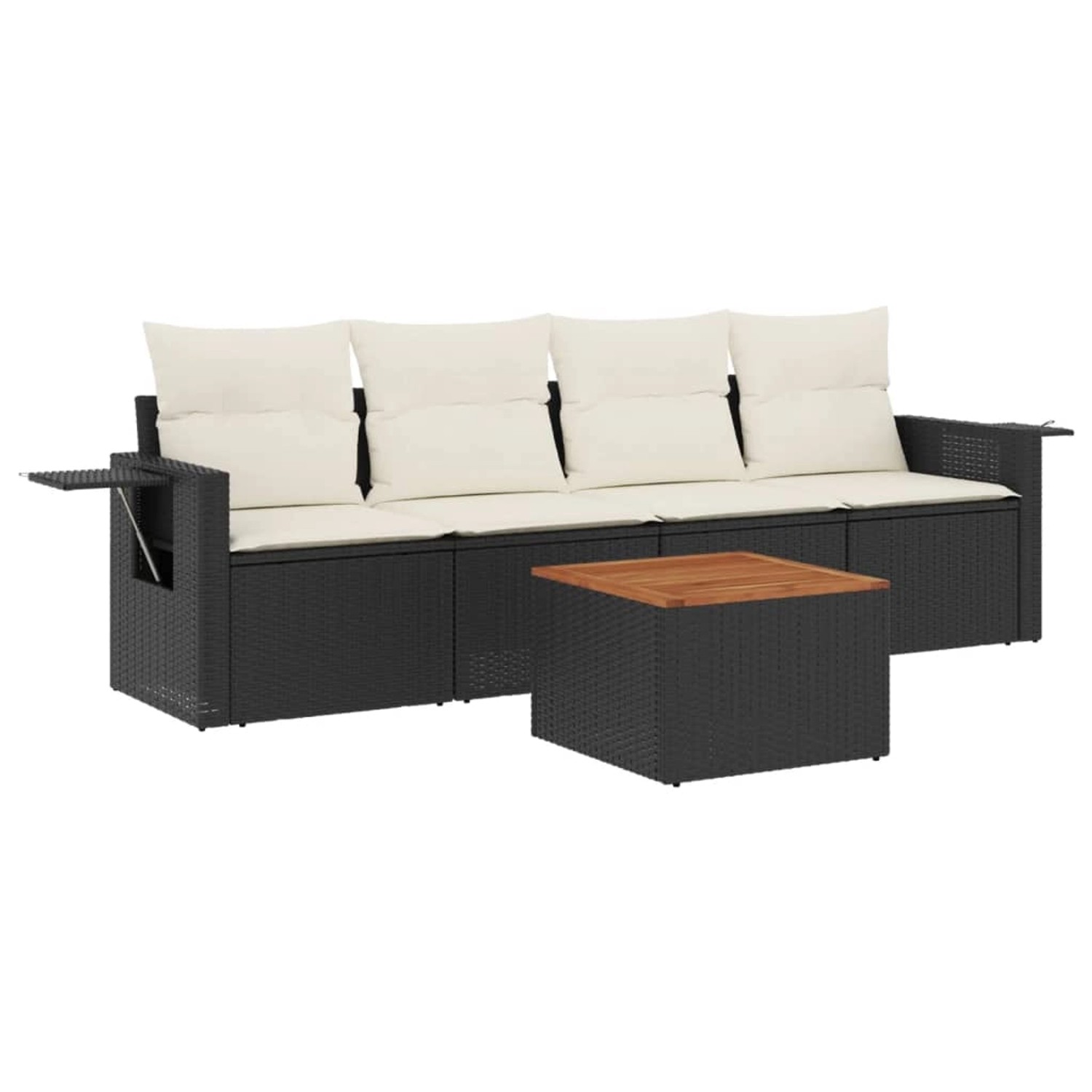 vidaXL 5-Tlg Garten-Sofagarnitur mit Kissen Schwarz Poly Rattan 3256770 günstig online kaufen