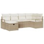 Beiges 6-tlg. vidaXL Garten-Sofa-Set aus Rattan mit Kissen und Stauraum.