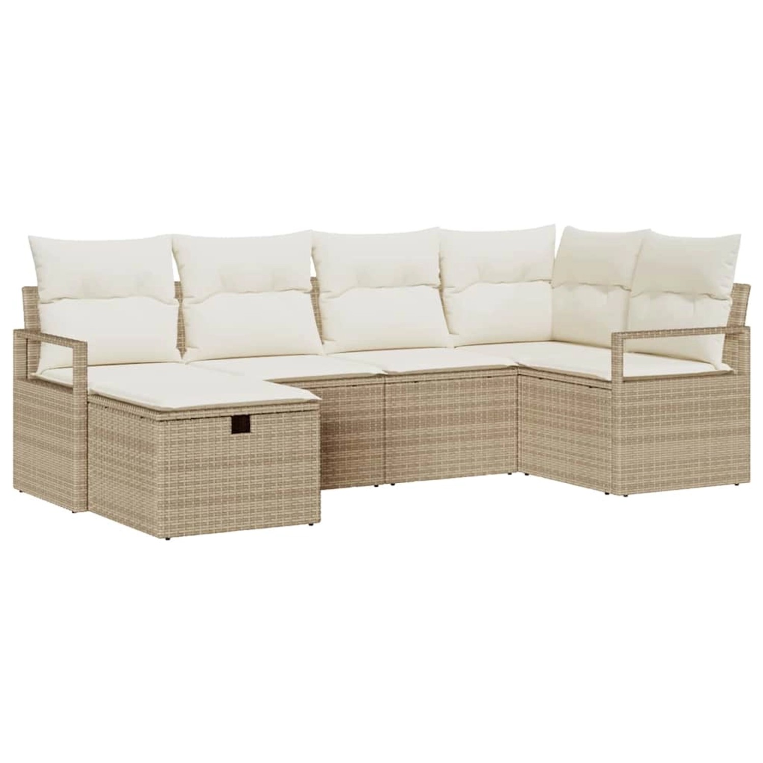 vidaXL Garten-Sofa-Set mit Kissen mit Speicher 6-Tlg Beige Poly Rattan 3360 günstig online kaufen
