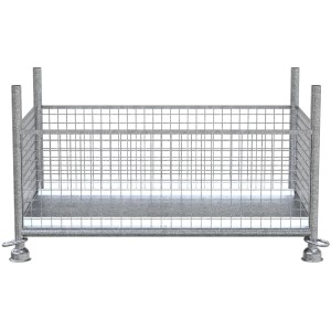 Feuerverzinkte Schake Gitterboxpalette, 1,43x0,87x0,5m, für Lager und Transport.