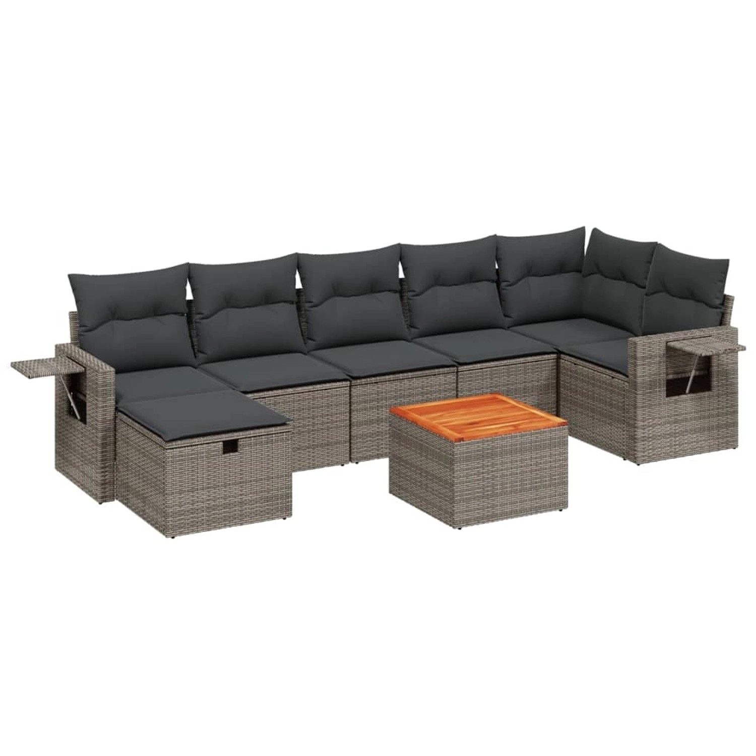vidaXL 8-Tlg Garten-Sofagarnitur mit Kissen Grau Poly Rattan 3264959 günstig online kaufen
