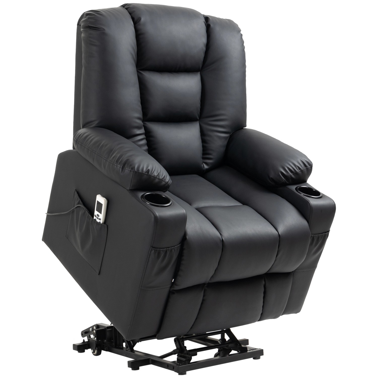 HOMCOM Massagesessel Kunstleder Stahl Schwarz 90L x 98B x 102H cm