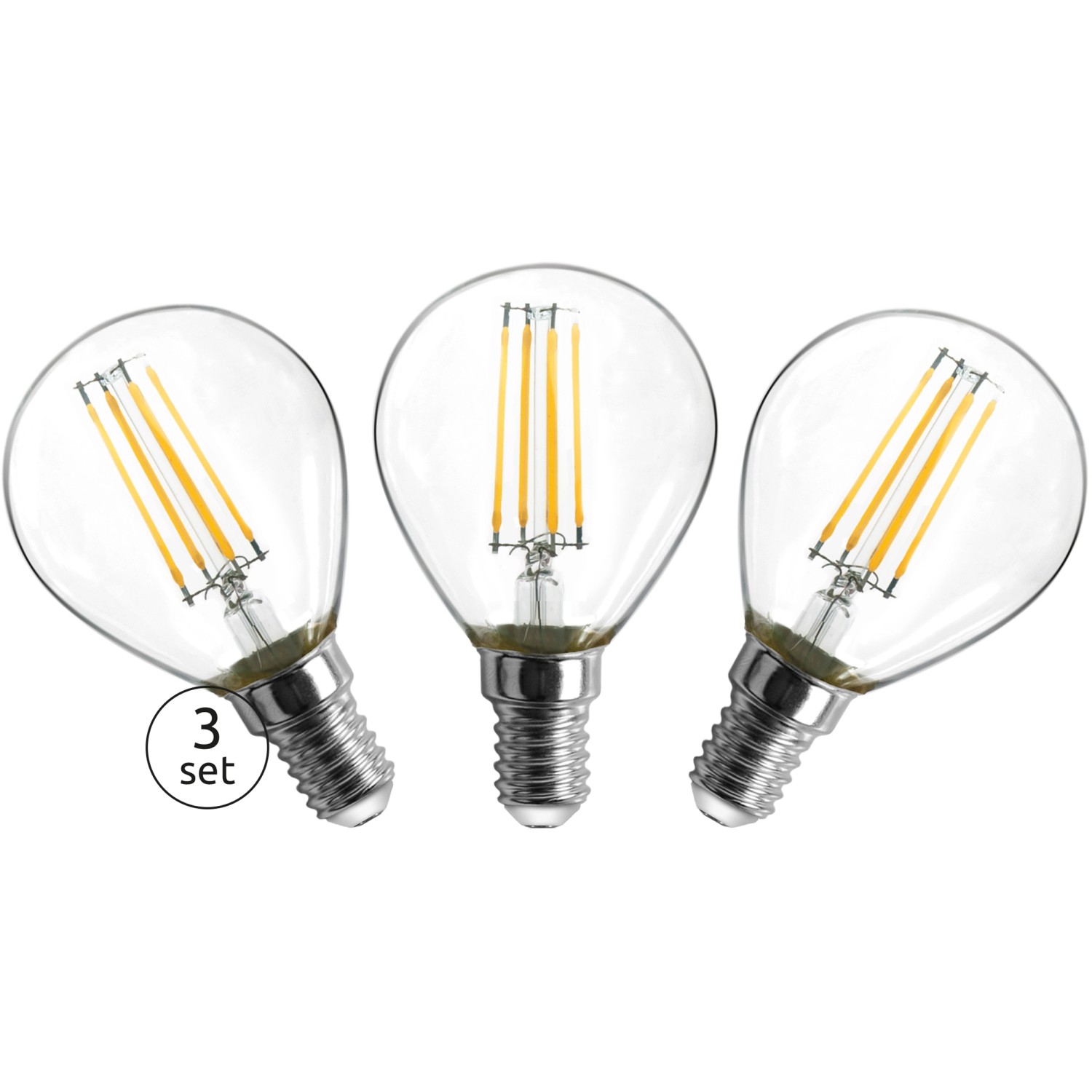 Globo LED-Leuchtmittel E14 4 W Warmweiß 400 lm 3er Set 7,8 x 0,45 cm (H x Ø)