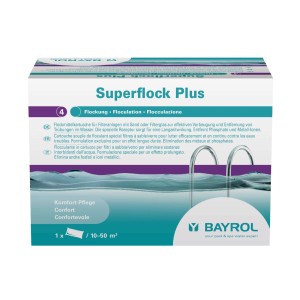 Bayrol Superflock Plus 1kg: Flockmittel für kristallklares Poolwasser, geeignet für Sandfilteranlagen.