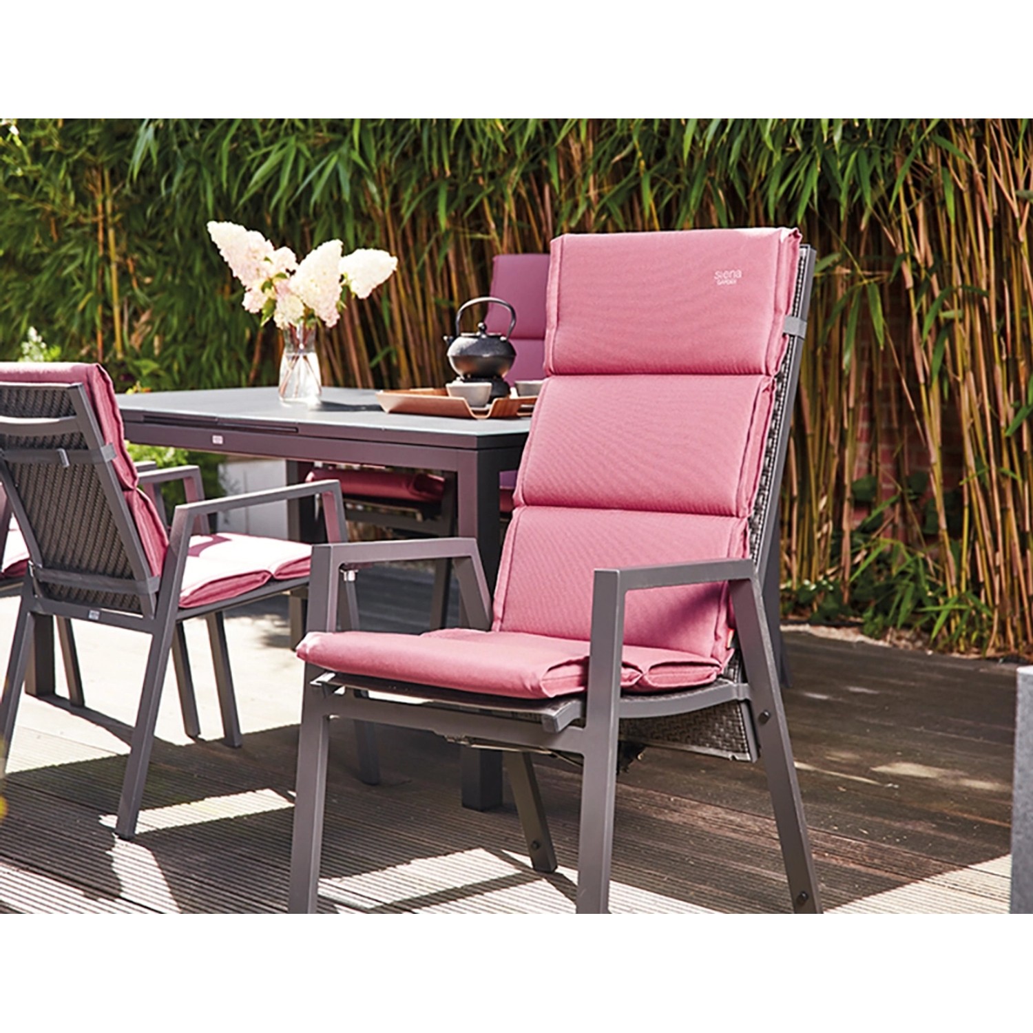 Siena Garden Sesselauflage Stella, altrosa, auf Gartenstuhl. Hochlehner-Auflage, 120x48x6 cm.