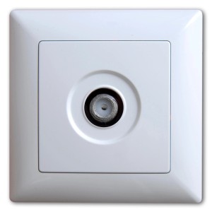 Günsan Visage Antennendose mit F-Stecker, weiß, für TV und Sat-Anschluss.