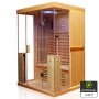 Dewello Infrarotkabine Kingston für 2 Personen aus Hemlock Tannenholz mit Glasfront und LED-Farblicht.