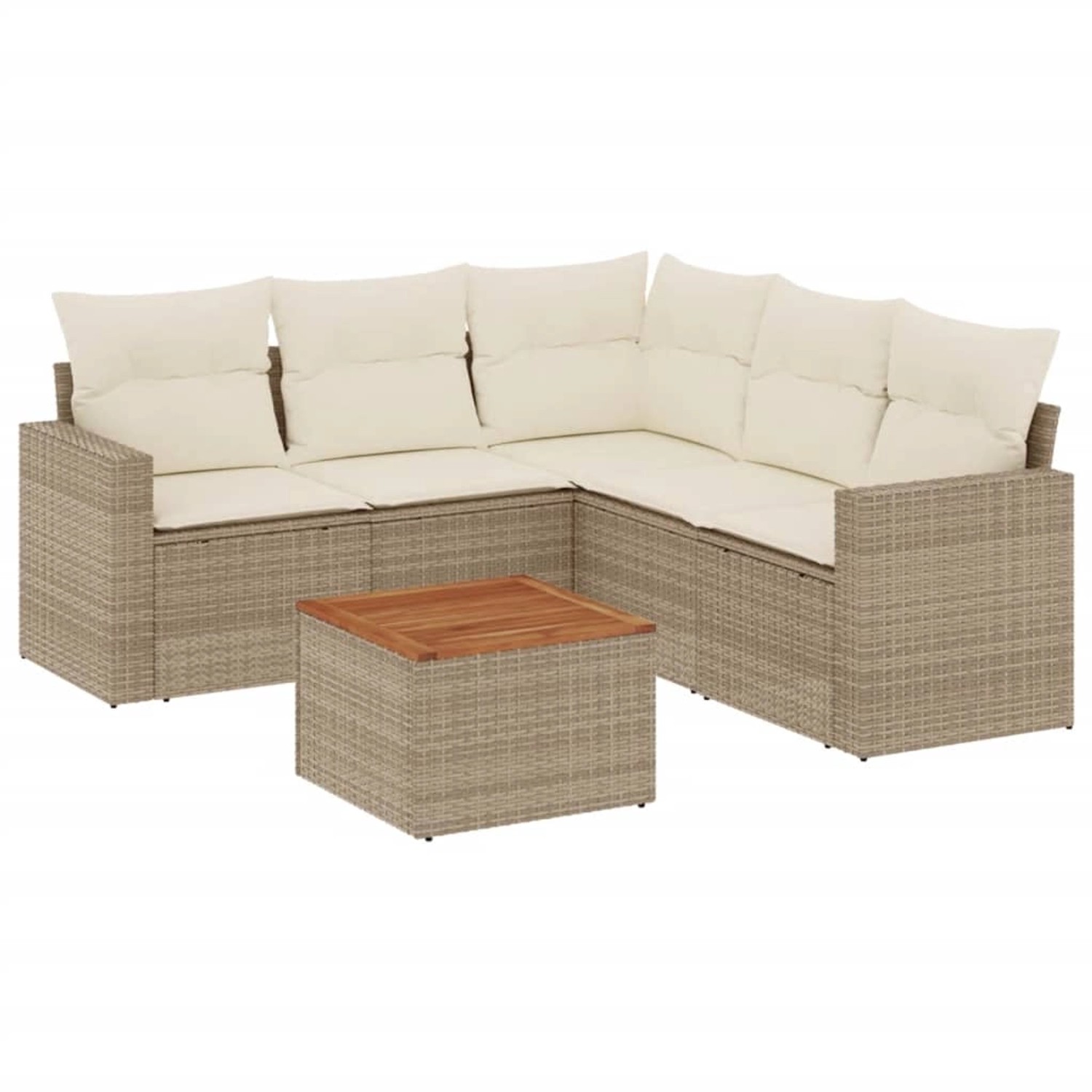 vidaXL 6-Tlg Garten-Sofagarnitur mit Kissen Beige Poly Rattan 3256450 günstig online kaufen