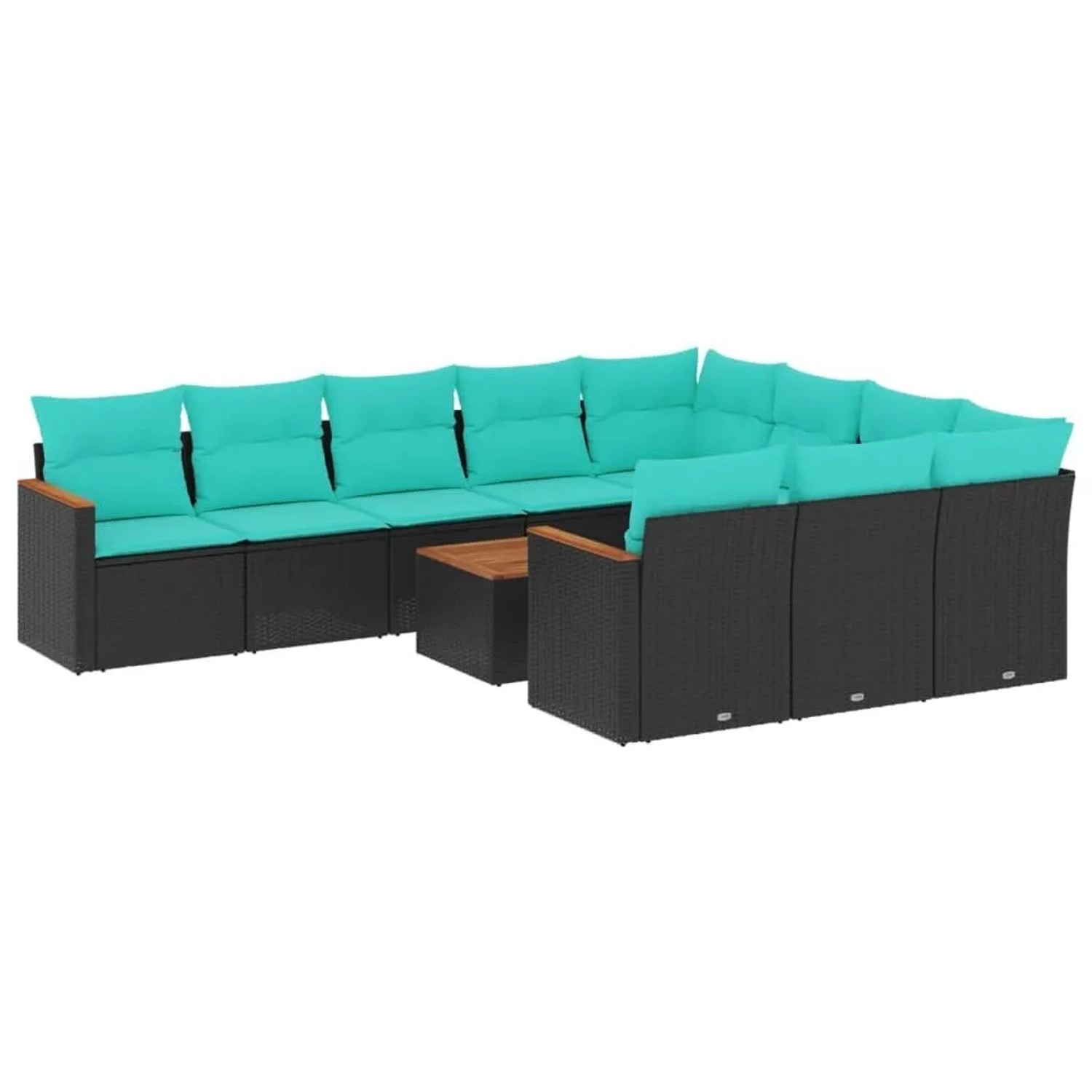 vidaXL 11-Tlg Gartensofa-Set mit Kissen Schwarz Polyrattan 3226344 günstig online kaufen