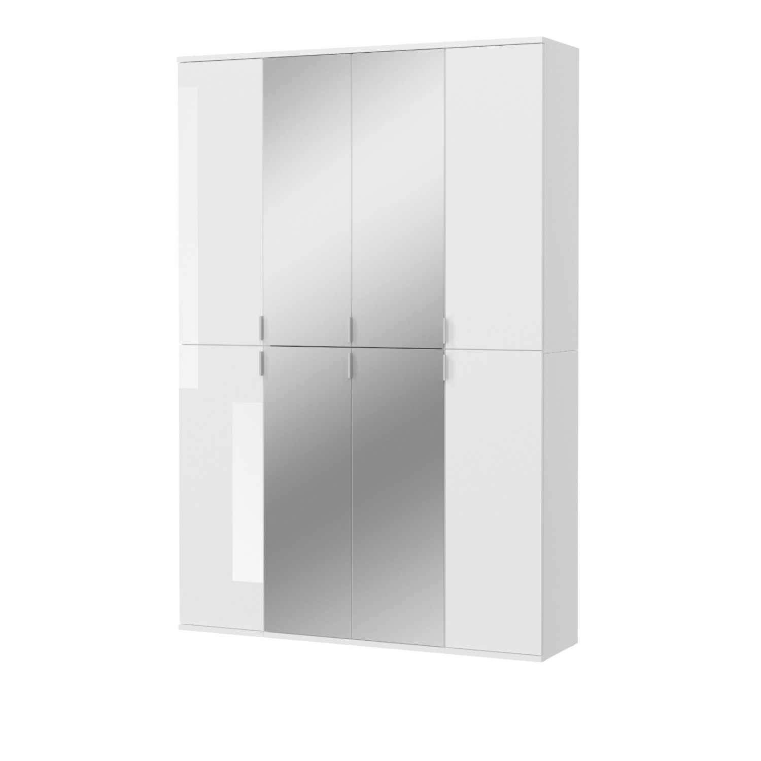 Inn.Furn Garderobenschrank Weiß Hochglanz 122 cm mit Spiegel SystemX günstig online kaufen