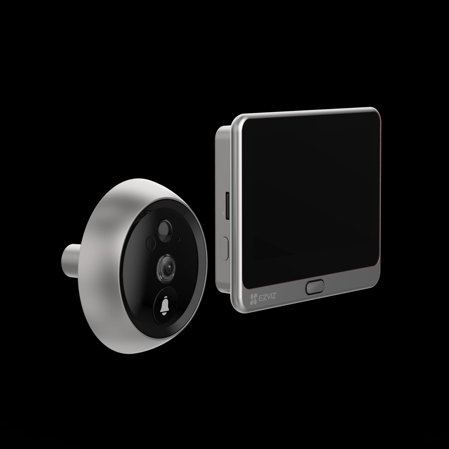 Ezviz DP2C kabellose Video-Türsprechanlage mit Kamera und Farbmonitor.