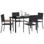 Schwarze vidaXL Garten Essgruppe, 5-teilig, Poly Rattan, mit Tisch und 4 Stühlen.