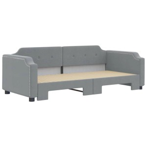 Ausziehbares, hellgraues vidaXL Tagesbett 80x200 cm aus Stoff, als Sofa oder Bett nutzbar.