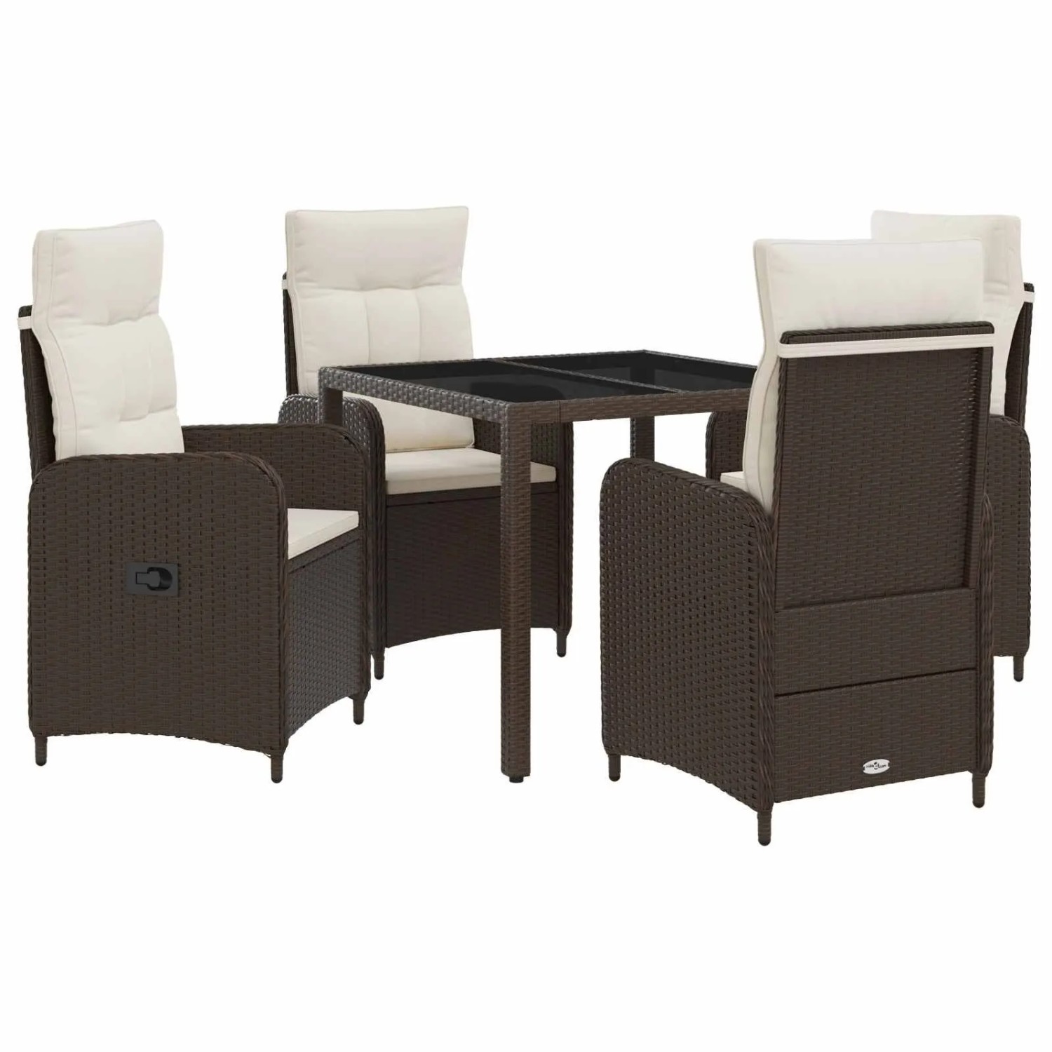 vidaXL Outdoortisch-Set 5 Stk Braun und Creme Weiß 90 x 90 x 75 cm 3422311