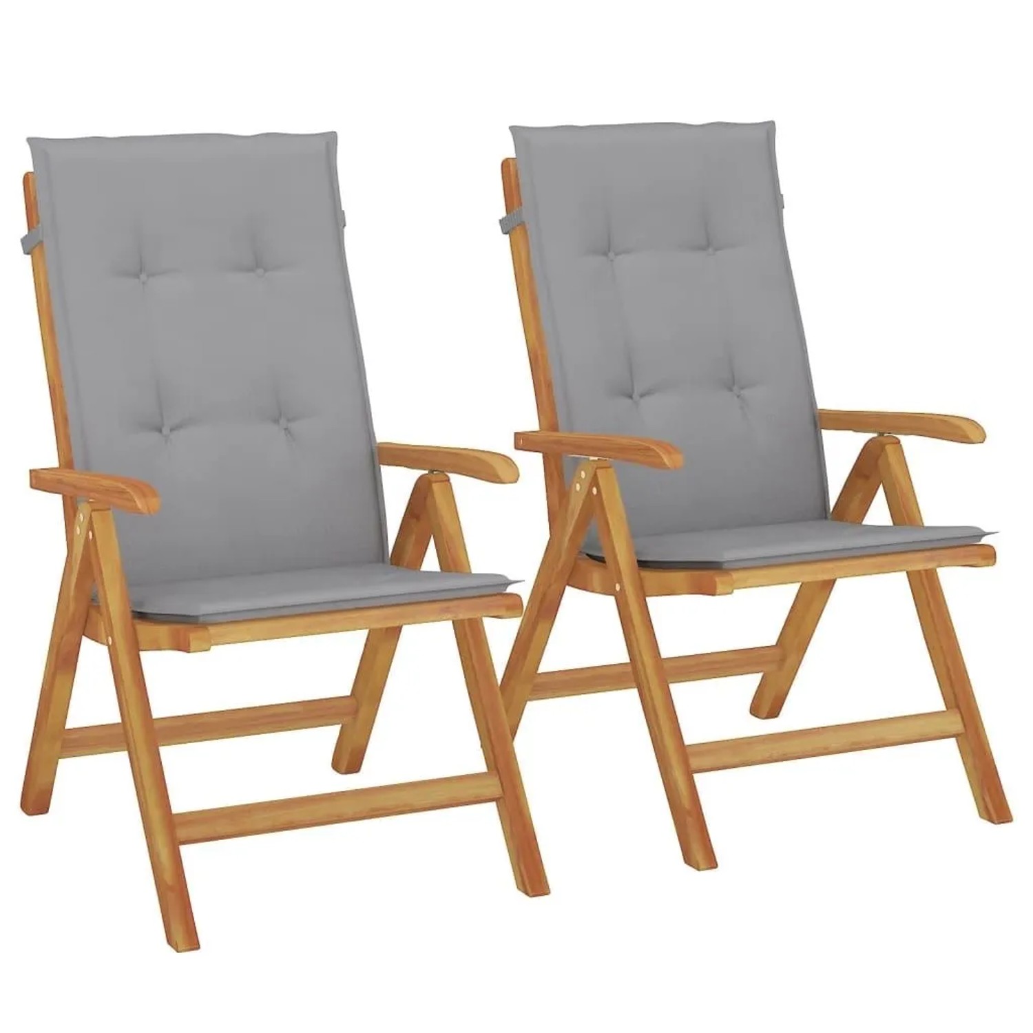 vidaXL Gartenstühle mit Kissen 2 Stk Massivholz Teak 3196434