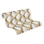 Vliestapete mit 3D-Design in Gold und Weiß, leicht strukturiert und glänzend.