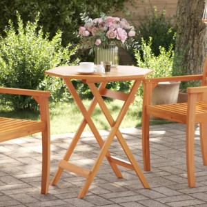 Klappbarer Gartentisch aus Akazienholz, Ø70cm. Ideal für Balkon und Terrasse.