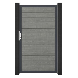 GroJa Basicline Gartentor, 100x180 cm, Grey Ash Cut, mit anthrazitfarbenem Rahmen.