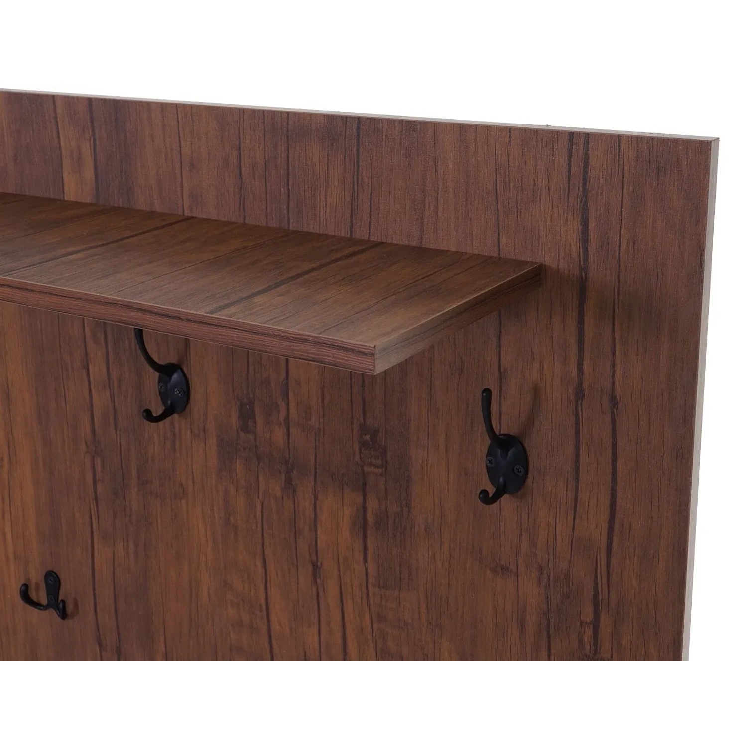 MCW Wandgarderobe A27 mit 5 Haken und Hutablage in Holzoptik.