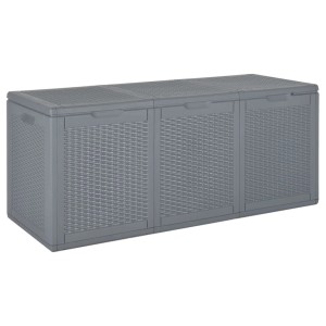 Graue furnicato Gartenbox aus PP Rattan mit 270L Fassungsvermögen. Universalbox für Garten, Terrasse oder Balkon.