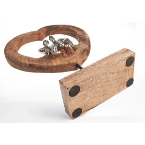 Kobolo Dekofigur Holzdeko Holzfigur SOUL Holz Braun und Metall Silber