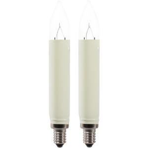2er-Set Saico Schaftkerzen, 12V/4W, warmweiß, für Lichterbögen. E10 Fassung.